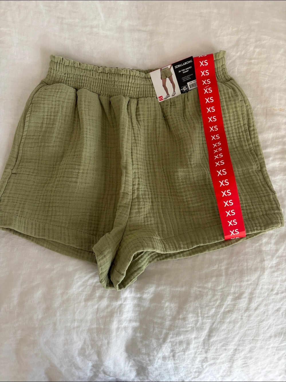 Billabong Women's Lightweight Breathable 100% Cotton Gauze Short - Sage green